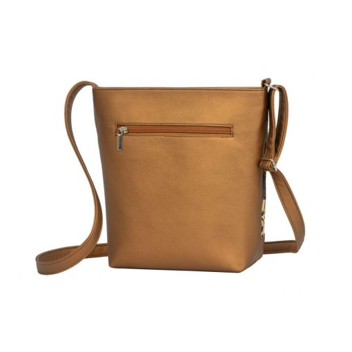 Atina válltáska maxi sötét bronz/kék levélminta