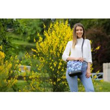 Atina válltáska maxi sötét bronz/kék levélminta