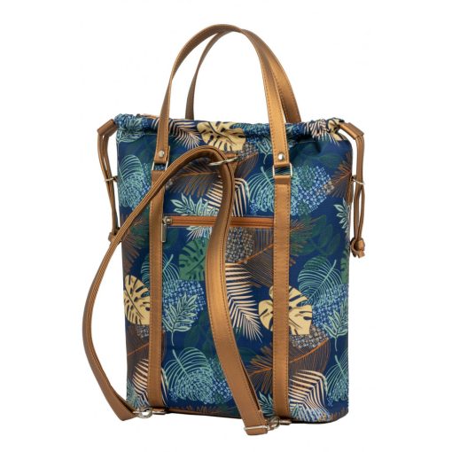 Bora 3 az 1-ben Maxi (hátizsák, kézitáska, válltáska) sötét bronz/kék levélminta