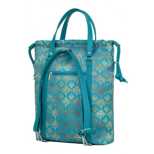 Bora 3 az 1-ben Maxi (hátizsák, kézitáska, válltáska) türkiz/barokk minta