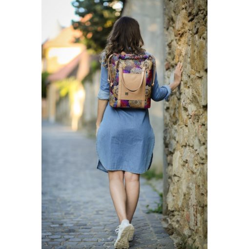 Bora 3 az 1-ben Maxi (hátizsák, kézitáska, válltáska) fekete/őszi levélminta