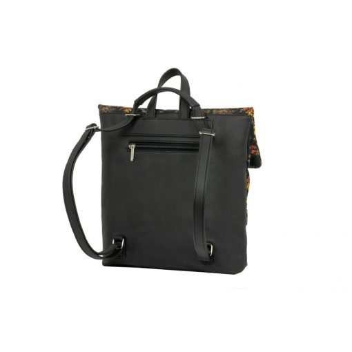 Ilka roll 2 az 1-ben háti- és válltáska fekete/őszi levélminta