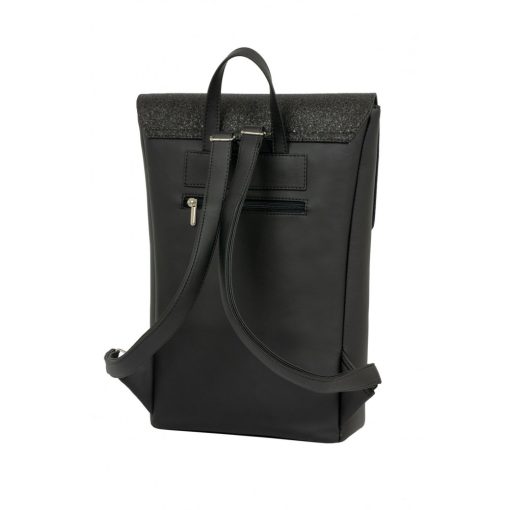 Inez fedeles hátizsák maxi fekete/csillámos fekete