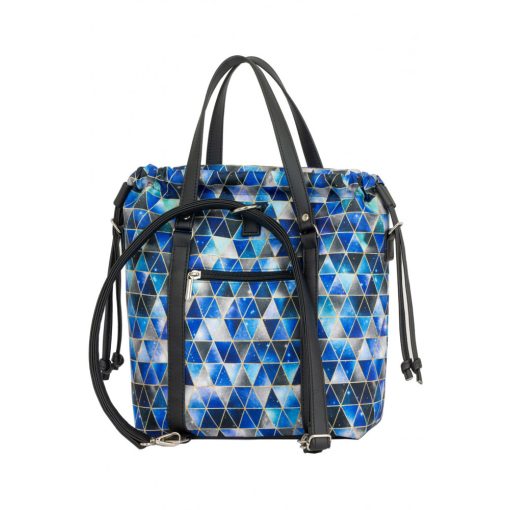 Bora 3 az 1-ben Mini (hátizsák, kézitáska, válltáska) fekete/kék geometrikus