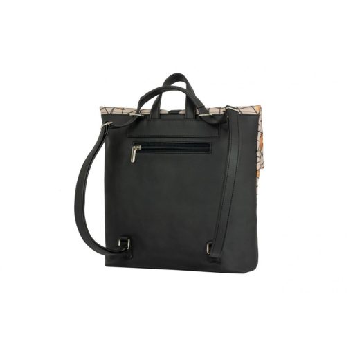 Ilka roll 2 az 1-ben háti- és válltáska fekete/bézs mozaik