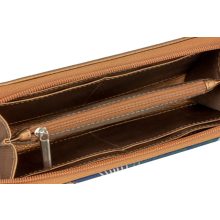 Elin pénztárca maxi sötét bronz/kék levélminta