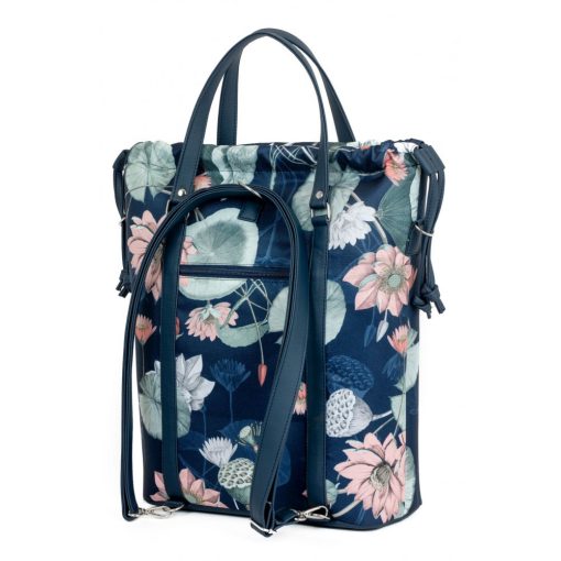 Bora 3 az 1-ben Maxi (hátizsák, kézitáska, válltáska) sötétkék/kék tavirózsa