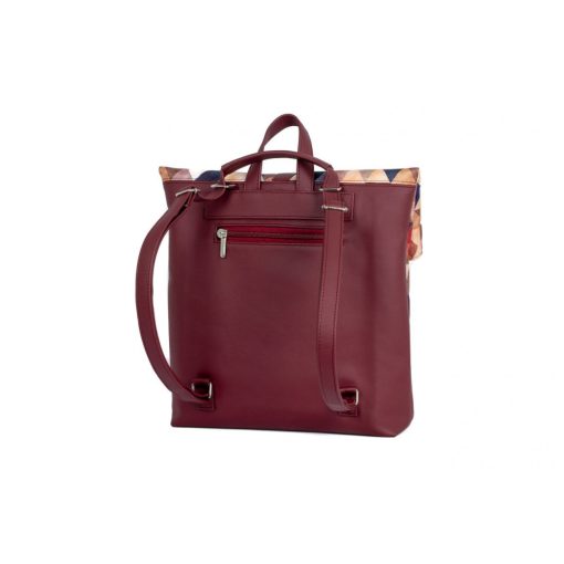 Ilka roll 2 az 1-ben háti- és válltáska bordó/bordó háromszöges