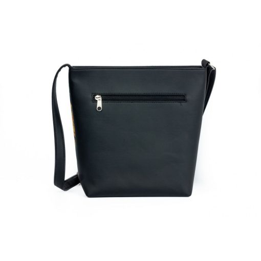 Atina válltáska maxi fekete/arany-zöld leveles