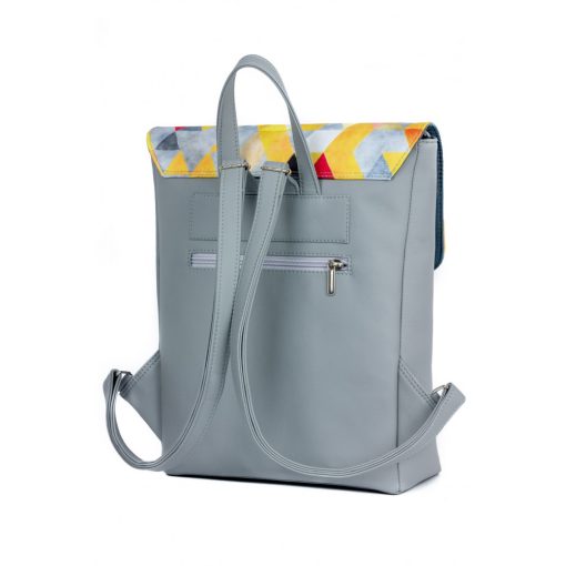 Inez fedeleles hátizsák mini világosszürke/sárga háromszöges