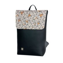 Inez fedeles hátizsák maxi fekete/bézs mozaik