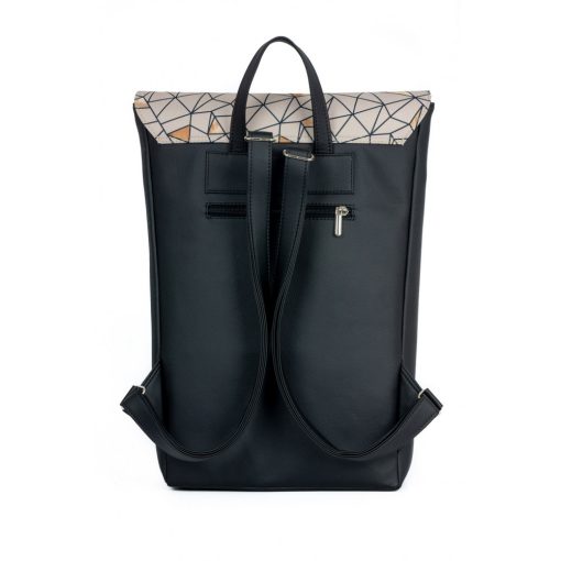 Inez fedeles hátizsák maxi fekete/bézs mozaik