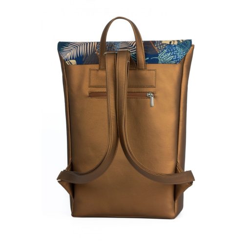 Inez fedeles hátizsák maxi sötét bronz/kék levélminta