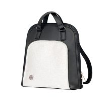 Cintia 2 az 1-ben háti- és válltáska fekete/ezüst csillám 