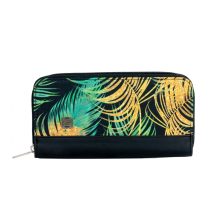 Elin pénztárca maxi fekete/arany zöld leveles