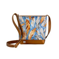 Atina válltáska mini sötétbronz/ kék toll