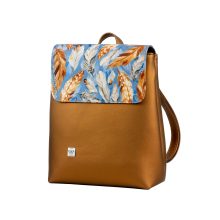 Kora mini cserélhető fedeles hátizsák sötétbronz/ kék toll