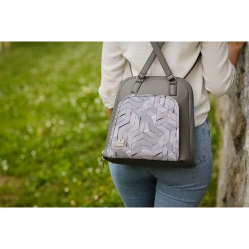 Cintia 2 az 1-ben háti- és válltáska ezüst/ ezüst 3d