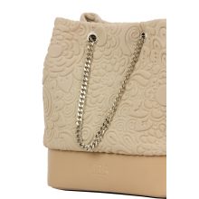 Nella prémium bőr válltáska fekete/ 3d virágminta