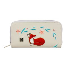 Elin hímzett pénztárca világosszürke/ hímzett róka