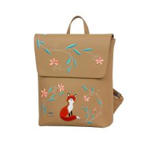 Inez fedeleles hátizsák mini világosbarna/ hímzett róka