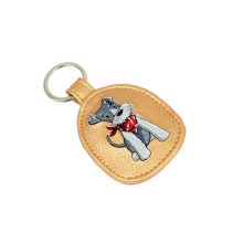 Kulcstartó világosbronz/ hímzett kutyus