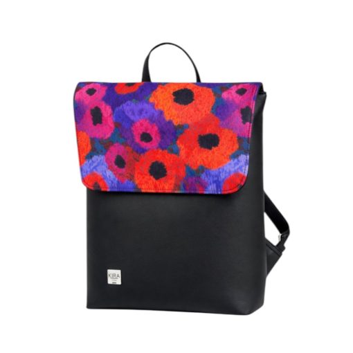 Inez fedeleles hátizsák mini Fekete/ virágok