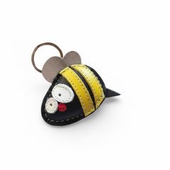Méhecske figurás bőr kulcstartó