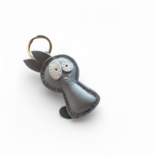 Nyuszi figurás bőr kulcstartó