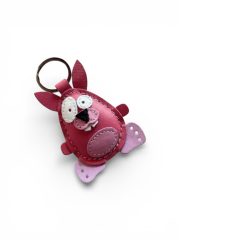 Nyuszi figurás bőr kulcstartó