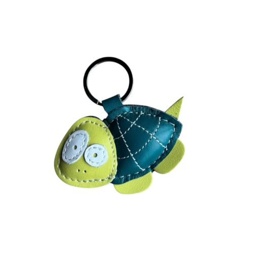 Teknős figurás bőr kulcstartó