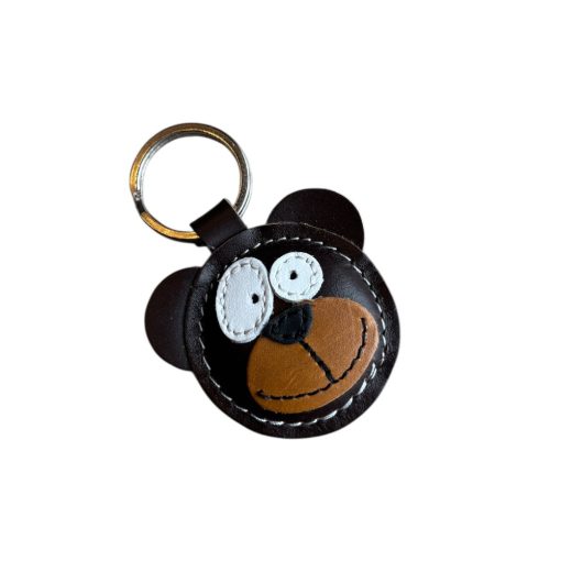 Maci figurás bőr kulcstartó