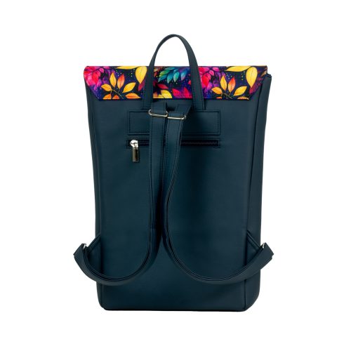 Inez fedeleles hátizsák maxi sötétkék/ levélminta