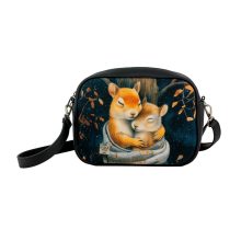 Írisz maxi válltáska fekete/ mókusok