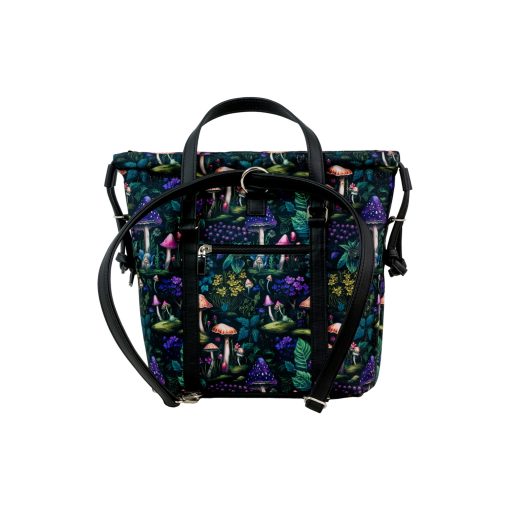 Bora 3 az 1-ben Mini (hátizsák, kézitáska, válltáska) fekete/ gombák